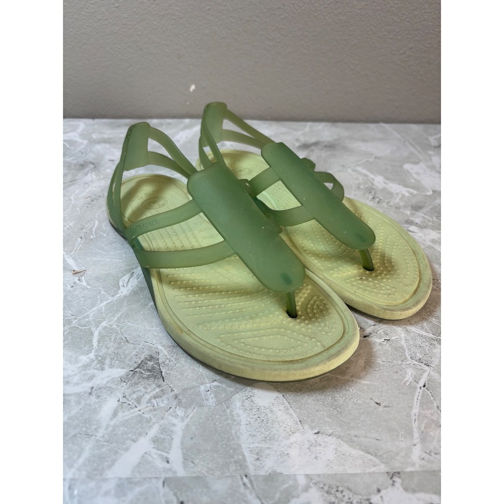 Crocs Boulder Colorado Kadee II Flip Sandals‎ Women's Size 7 Green Thong Strap